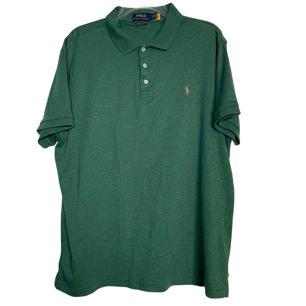Polo Ralph Lauren Mens XL Custom Slim Fit Green Heather Short Sleeve Polo Shirt